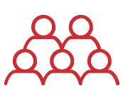 Missio icoon organiseer een actie rood