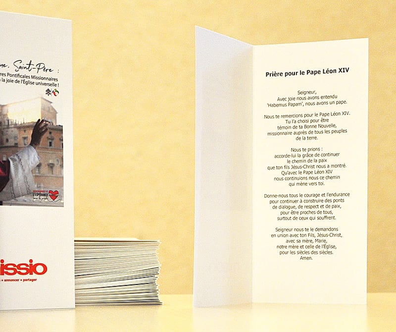 Carte de prière pour accueillir le Pape Léon XIV dans notre Église détail